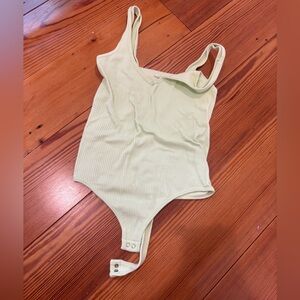Free People Ribbed Bodysuit in Light Yellow